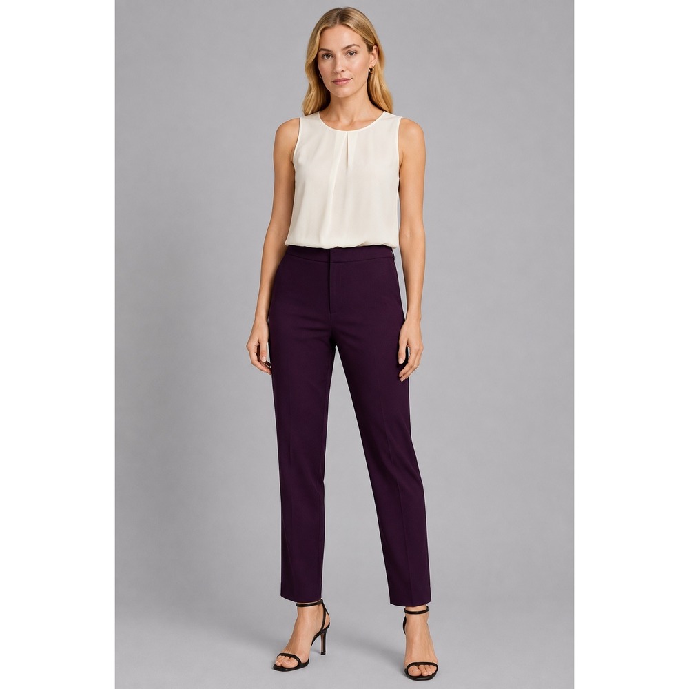 The Reset R Label Ponte Trousers Womens XL Purple Pants Slim Ankle Quiet Luxury